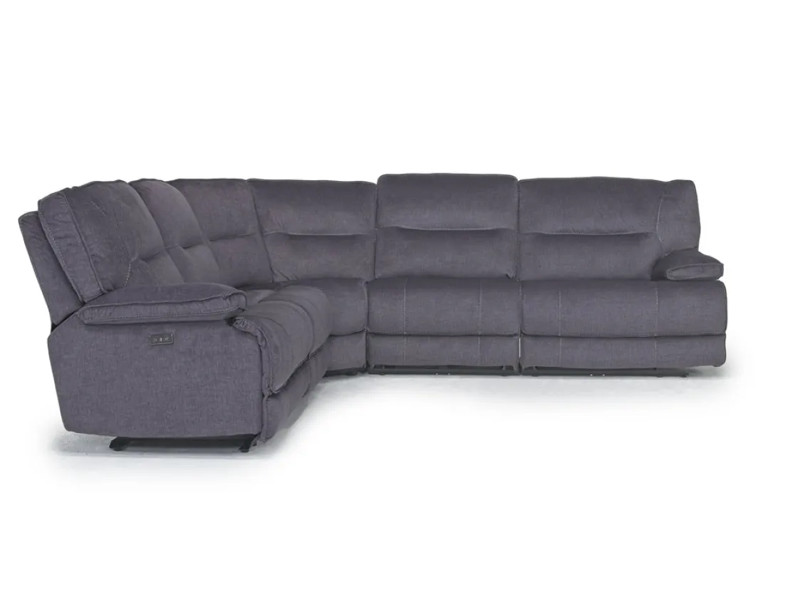 Mor Furniture Retreat 5 Piece Power Sectional W/ Power Armless Recliner In Cognac Leather