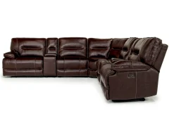 Mor Furniture Retreat 7 Piece Power Sectional In Cognac Leather