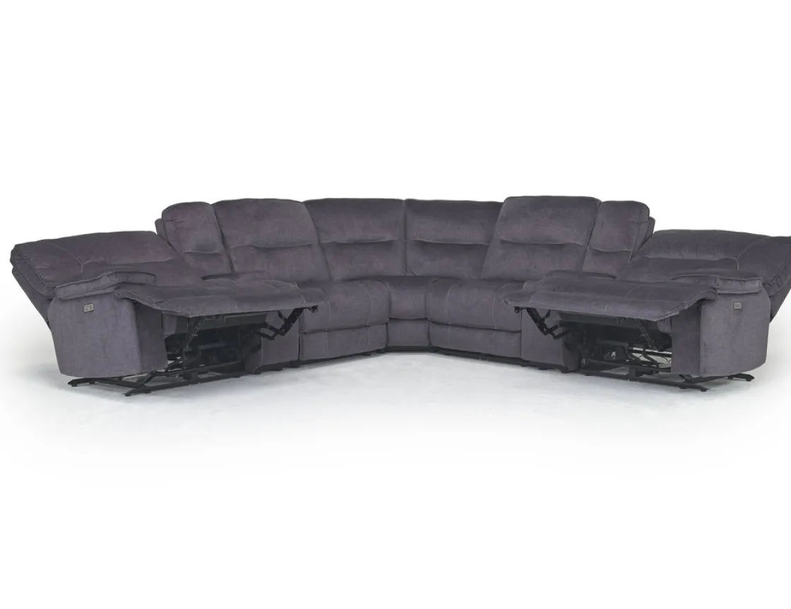 Mor Furniture Retreat 7 Piece Power Sectional In Cognac Leather