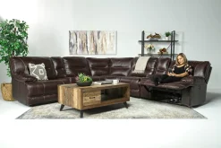 Mor Furniture Retreat 7 Piece Power Sectional W/ Power Armless Recliner In Charcoal