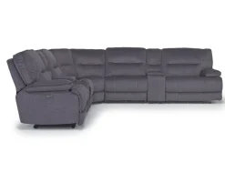 Mor Furniture Retreat 7 Piece Power Sectional W/ Power Armless Recliner In Charcoal