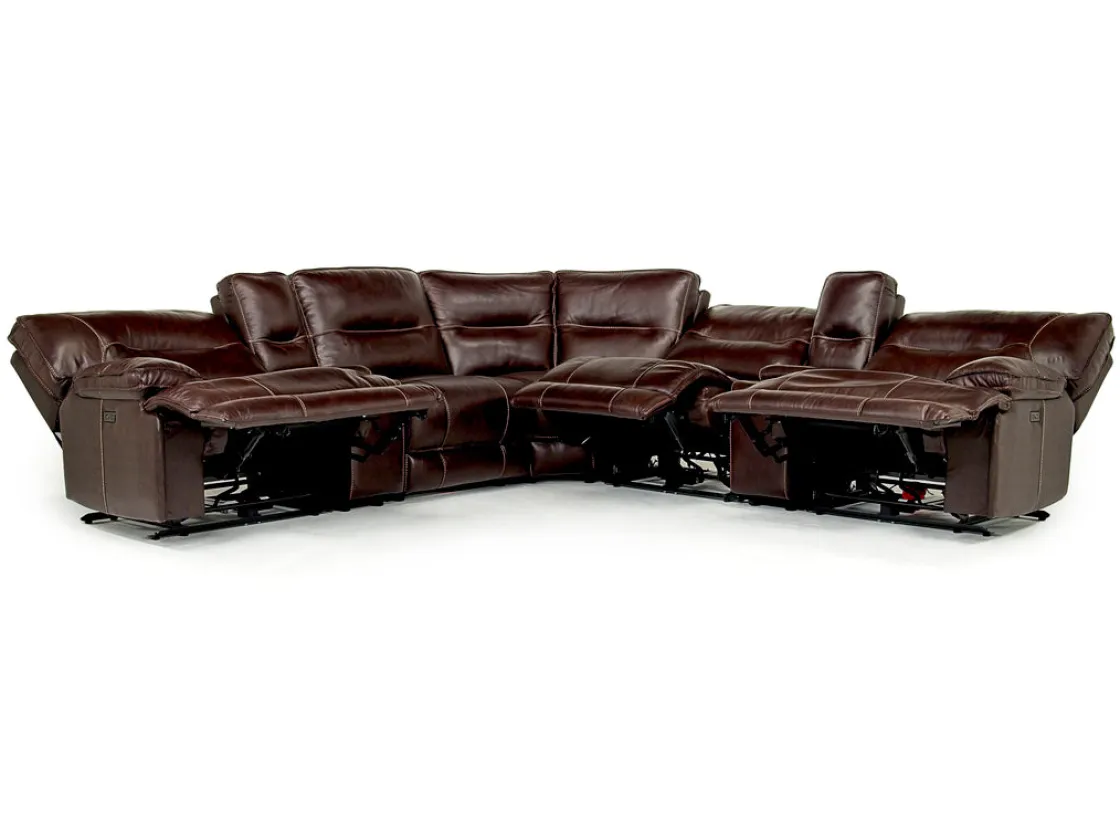 Mor Furniture Retreat 7 Piece Power Sectional W/ Power Armless Recliner In Charcoal