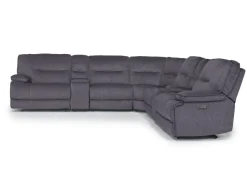Mor Furniture Retreat 7 Piece Power Sectional W/ Power Armless Recliner In Charcoal