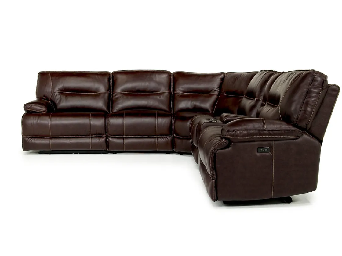 Mor Furniture Retreat 6 Piece Power Sectional In Cognac Leather