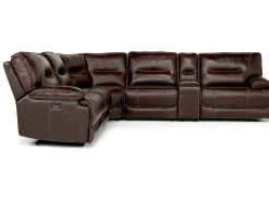 Mor Furniture Retreat 6 Piece Power Sectional In Cognac Leather