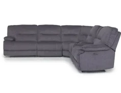 Mor Furniture Retreat 6 Piece Power Sectional In Cognac Leather