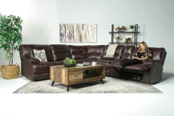 Mor Furniture Retreat 6 Piece Power Sectional In Cognac Leather