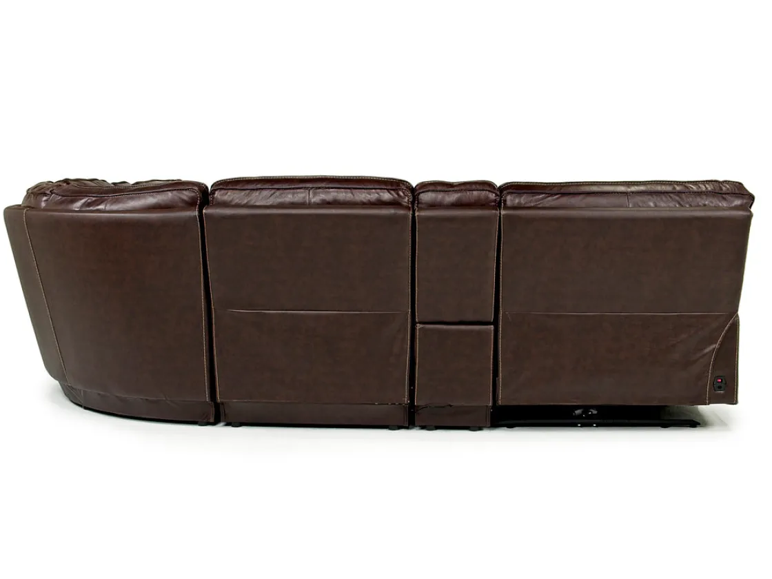 Mor Furniture Retreat 6 Piece Power Sectional W/ Power Armless Recliner In Cognac Leather