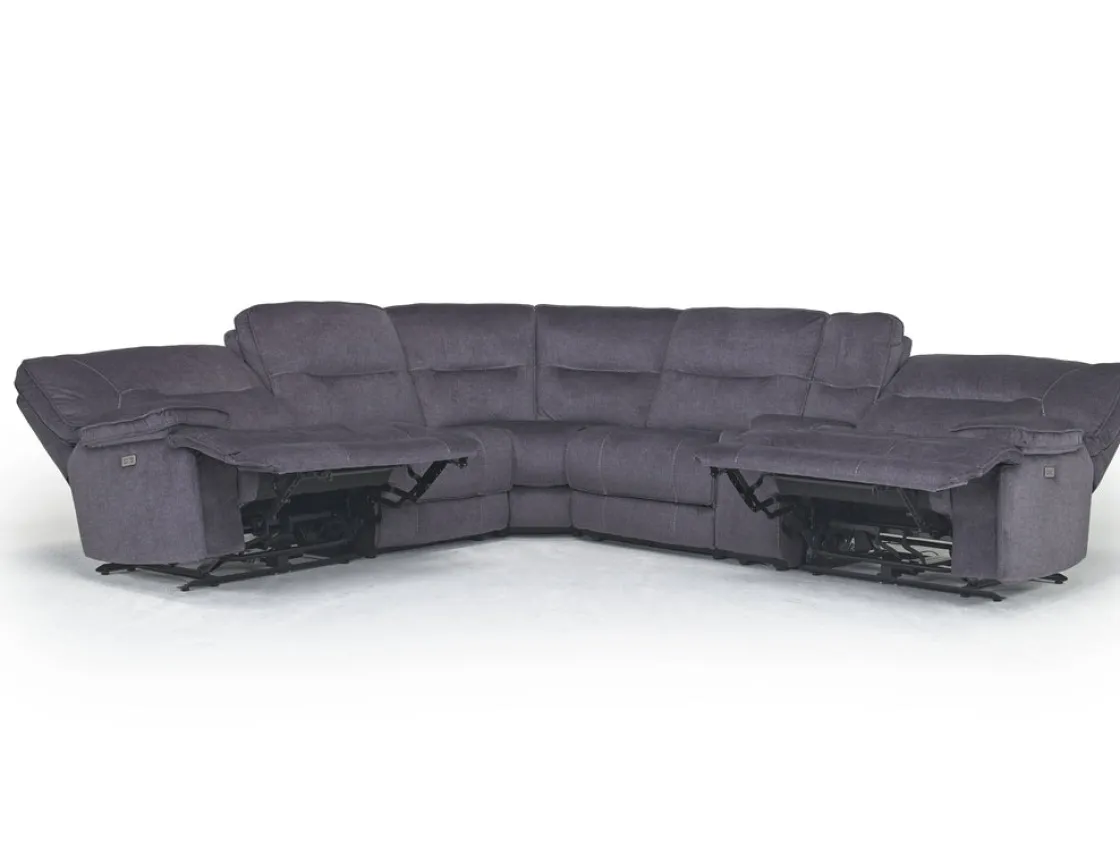 Mor Furniture Retreat 6 Piece Power Sectional W/ Power Armless Recliner In Cognac Leather