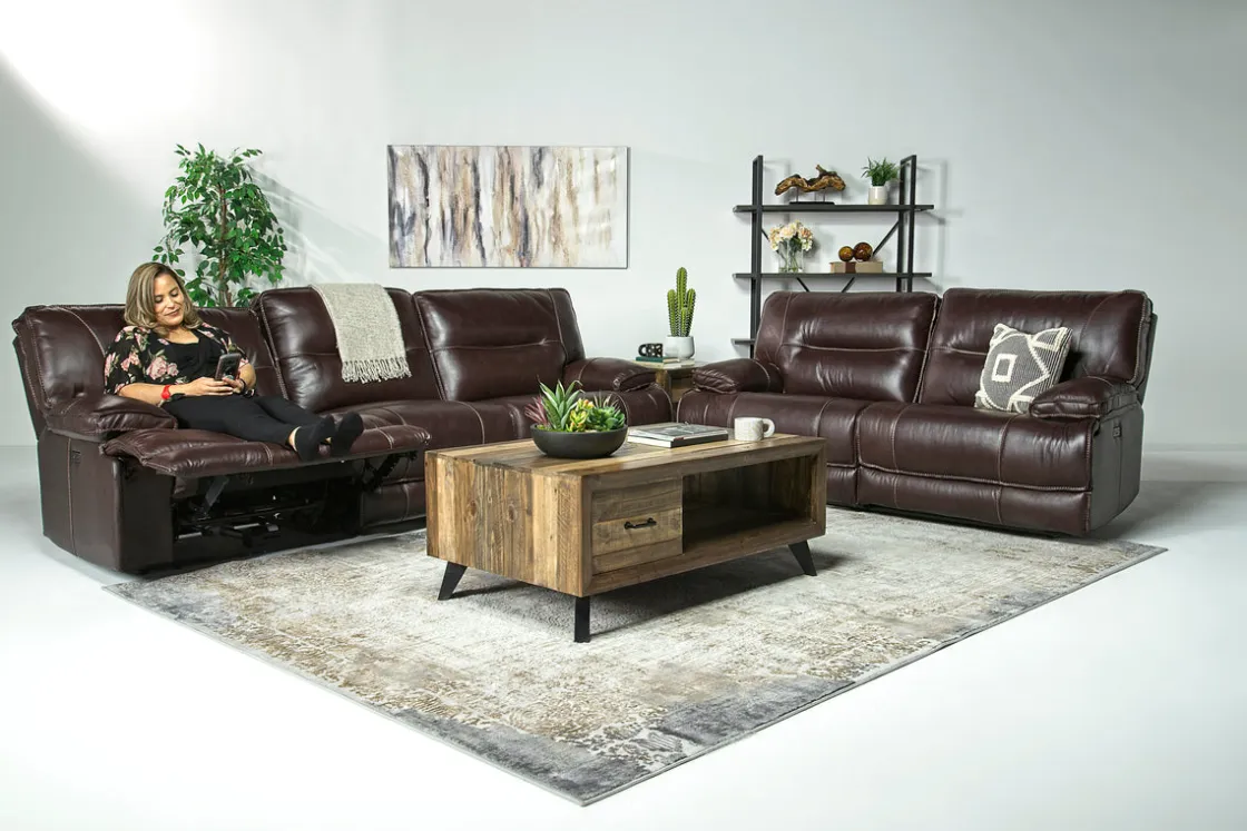 Mor Furniture Retreat Power Loveseat In Cognac Leather