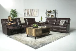 Mor Furniture Retreat Power Sofa & Loveseat In Cognac Leather