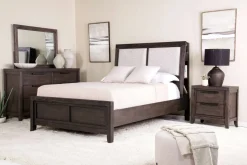 Mor Furniture Riley Bookcase Bed, Dresser, Mirror & Nightstand In Carbonite, Ca King