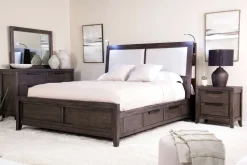 Mor Furniture Riley Bookcase Bed, Dresser, Mirror & Nightstand In Carbonite, Ca King