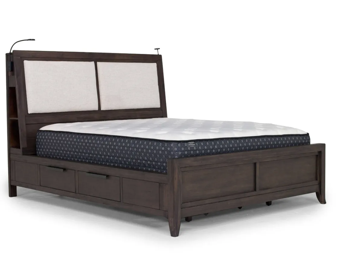 Mor Furniture Riley Bookcase Bed, Dresser, Mirror & Nightstand In Carbonite, Ca King