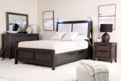Mor Furniture Riley Bookcase Bed, Dresser, Mirror & Nightstand In Carbonite, Ca King