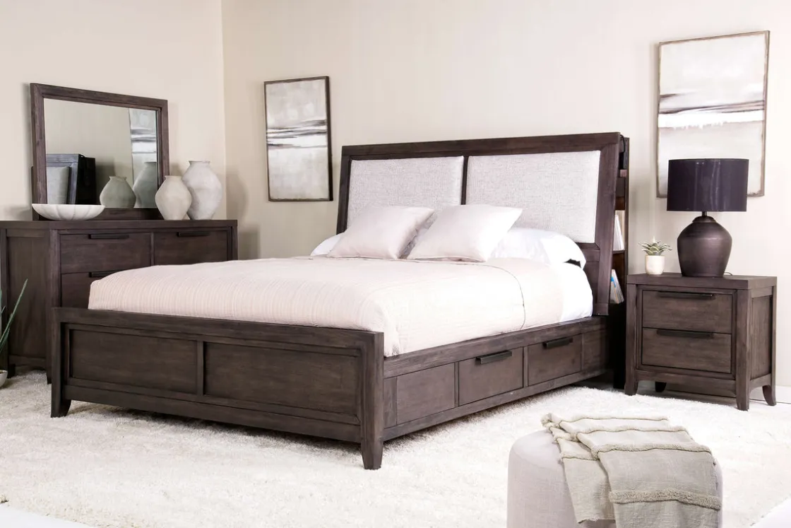Mor Furniture Riley Bookcase Bed In Carbonite, Ca King