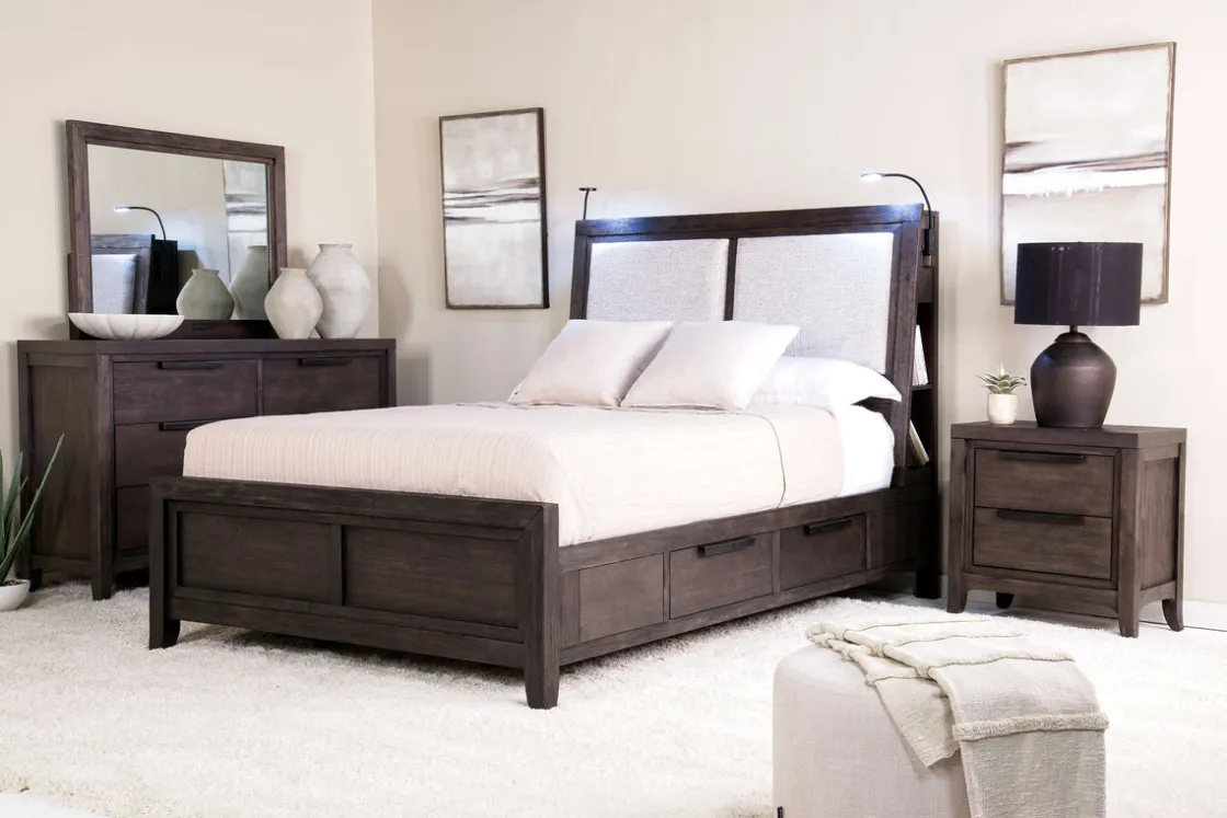 Mor Furniture Riley Bookcase Bed In Carbonite, Ca King