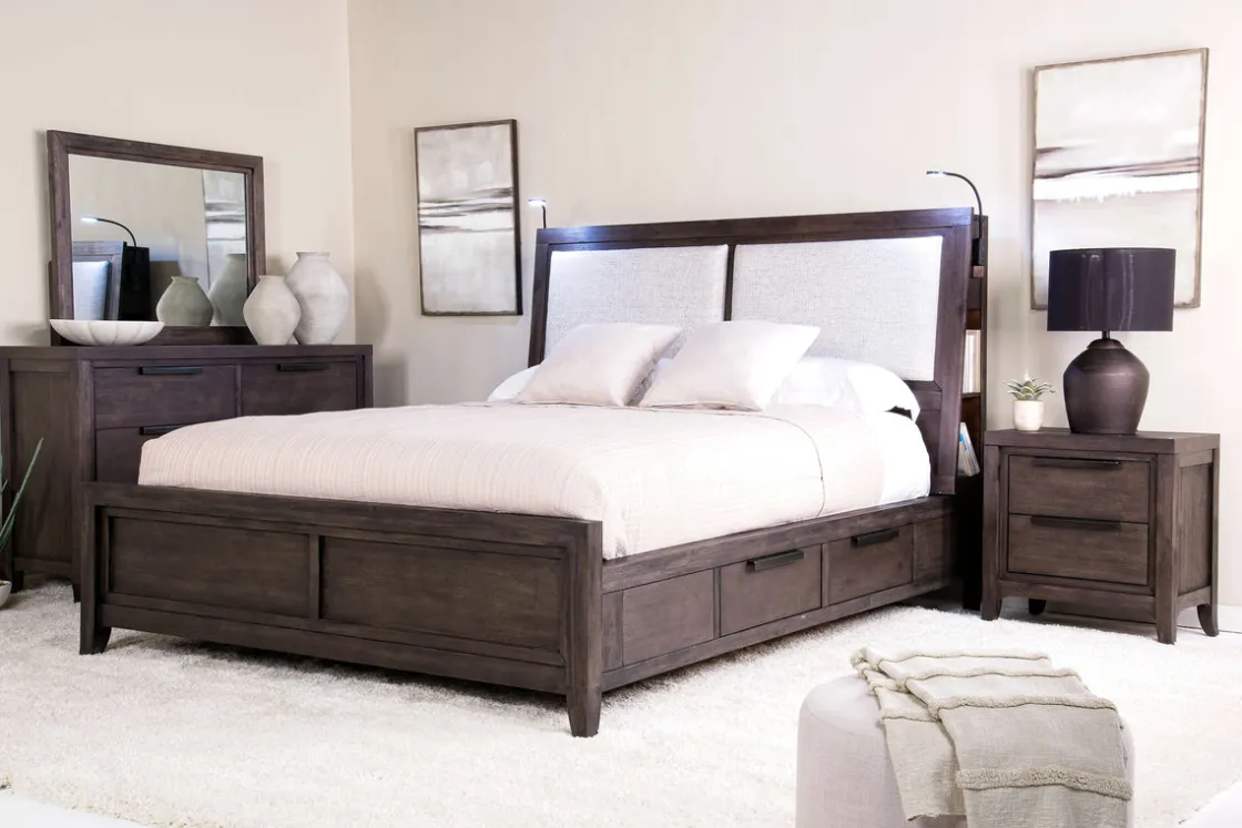 Mor Furniture Riley Bookcase Bed In Carbonite, Ca King