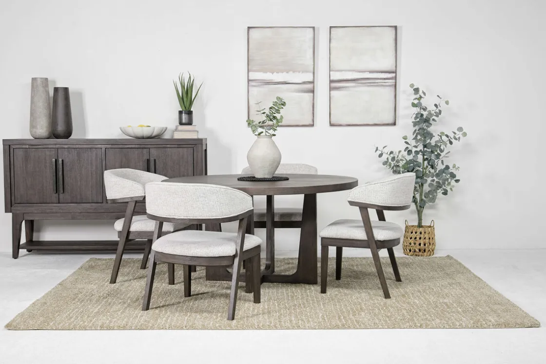 Mor Furniture Riley Round Dining Table & 4 Chairs In Carbonite
