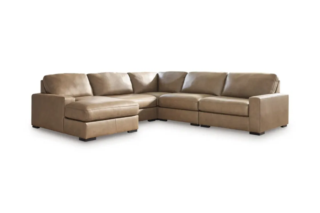 Mor Furniture Sahara 5 Piece Chaise Sectional In Sahara Leather, Left Facing