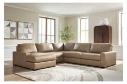 Mor Furniture Sahara 5 Piece Chaise Sectional In Sahara Leather, Left Facing