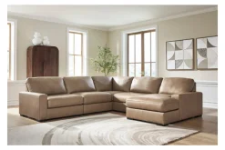 Mor Furniture Sahara 5 Piece Chaise Sectional In Sahara Leather, Left Facing