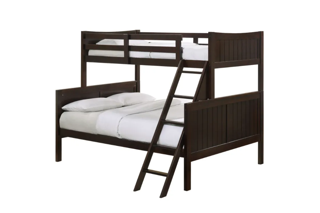 Kids Mor Furniture Sami Bunk Bed W/ Ladder In Espresso, Twin/ Twin
