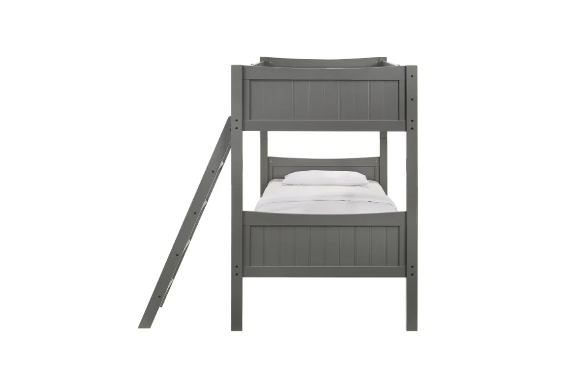 Kids Mor Furniture Sami Bunk Bed W/ Ladder In Espresso, Twin/ Twin
