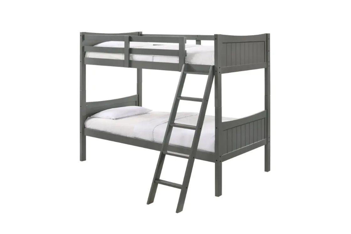 Kids Mor Furniture Sami Bunk Bed W/ Ladder In Espresso, Twin/ Twin