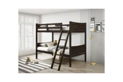 Kids Mor Furniture Sami Bunk Bed W/ Ladder In Espresso, Twin/ Twin