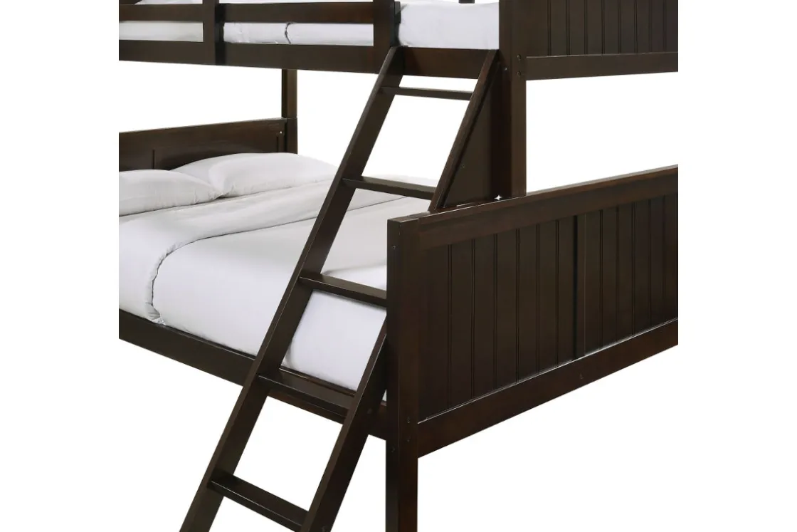 Kids Mor Furniture Sami Bunk Bed W/ Ladder In Espresso, Twin/ Twin