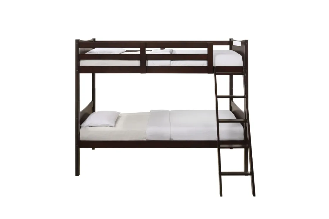 Kids Mor Furniture Sami Bunk Bed W/ Ladder In Espresso, Twin/ Twin