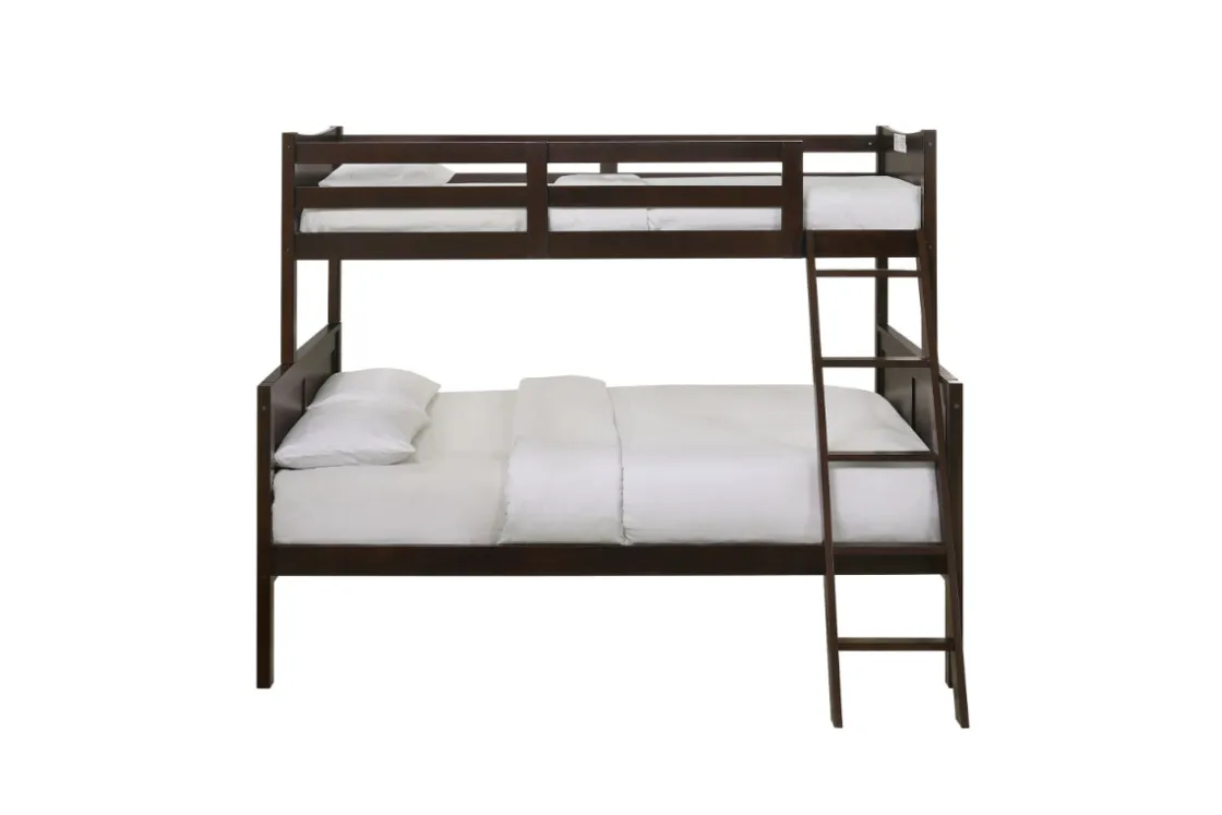 Kids Mor Furniture Sami Bunk Bed W/ Ladder In Espresso, Twin/ Twin