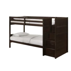 Kids Mor Furniture Sami Bunk Bed W/ Storage Steps In Espresso, Twin/Twin, Right Facing