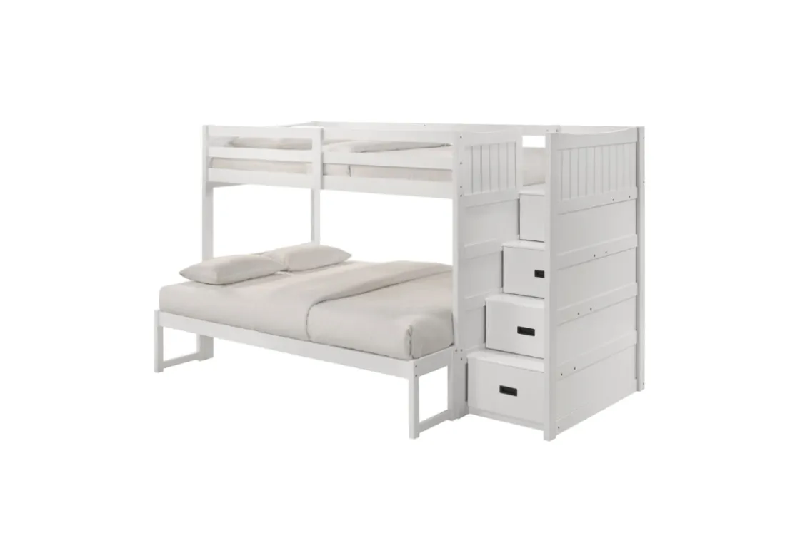 Kids Mor Furniture Sami Bunk Bed W/ Storage Steps In Espresso, Twin/Twin, Right Facing