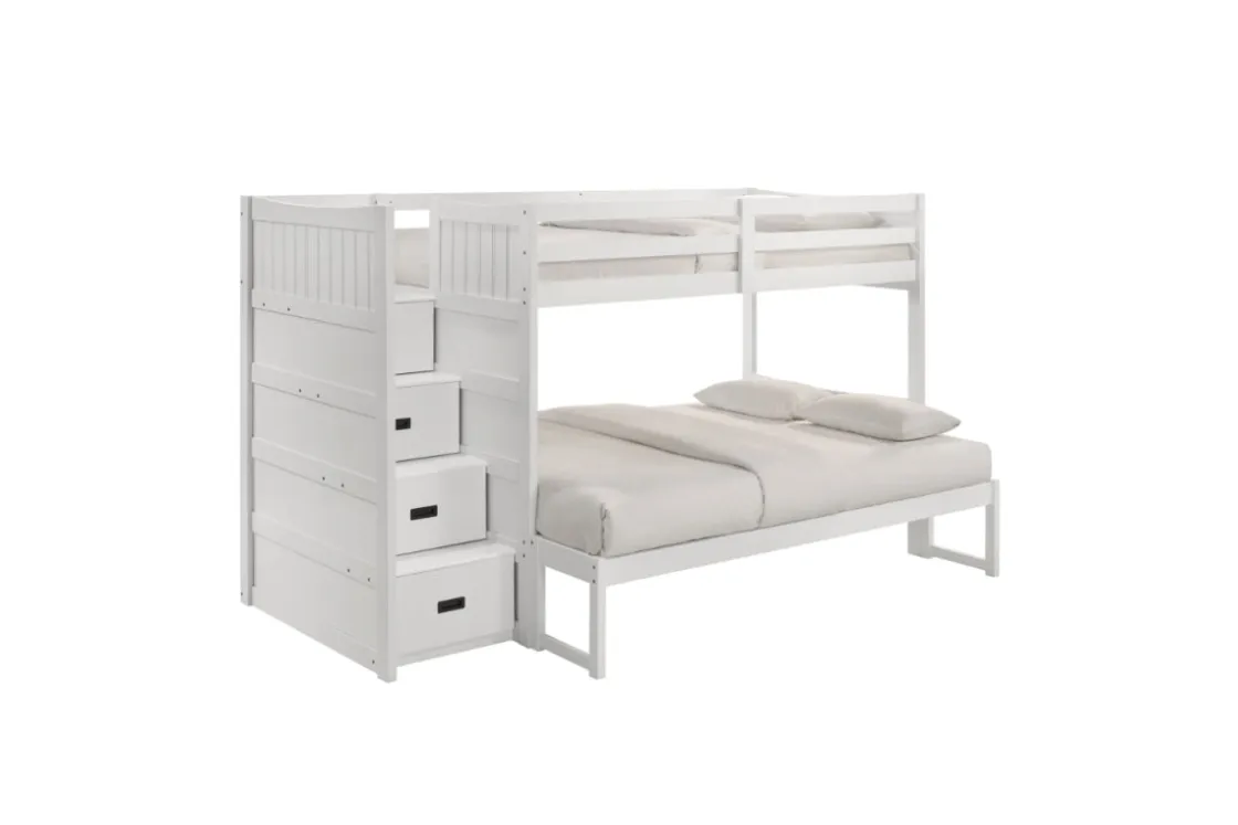 Kids Mor Furniture Sami Bunk Bed W/ Storage Steps In Espresso, Twin/Twin, Right Facing