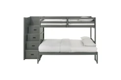 Kids Mor Furniture Sami Bunk Bed W/ Storage Steps In Espresso, Twin/Twin, Right Facing