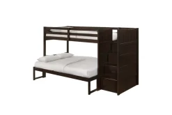 Kids Mor Furniture Sami Bunk Bed W/ Storage Steps In Espresso, Twin/Twin, Right Facing