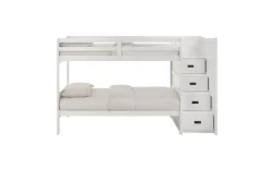 Kids Mor Furniture Sami Bunk Bed W/ Storage Steps In Espresso, Twin/Twin, Right Facing
