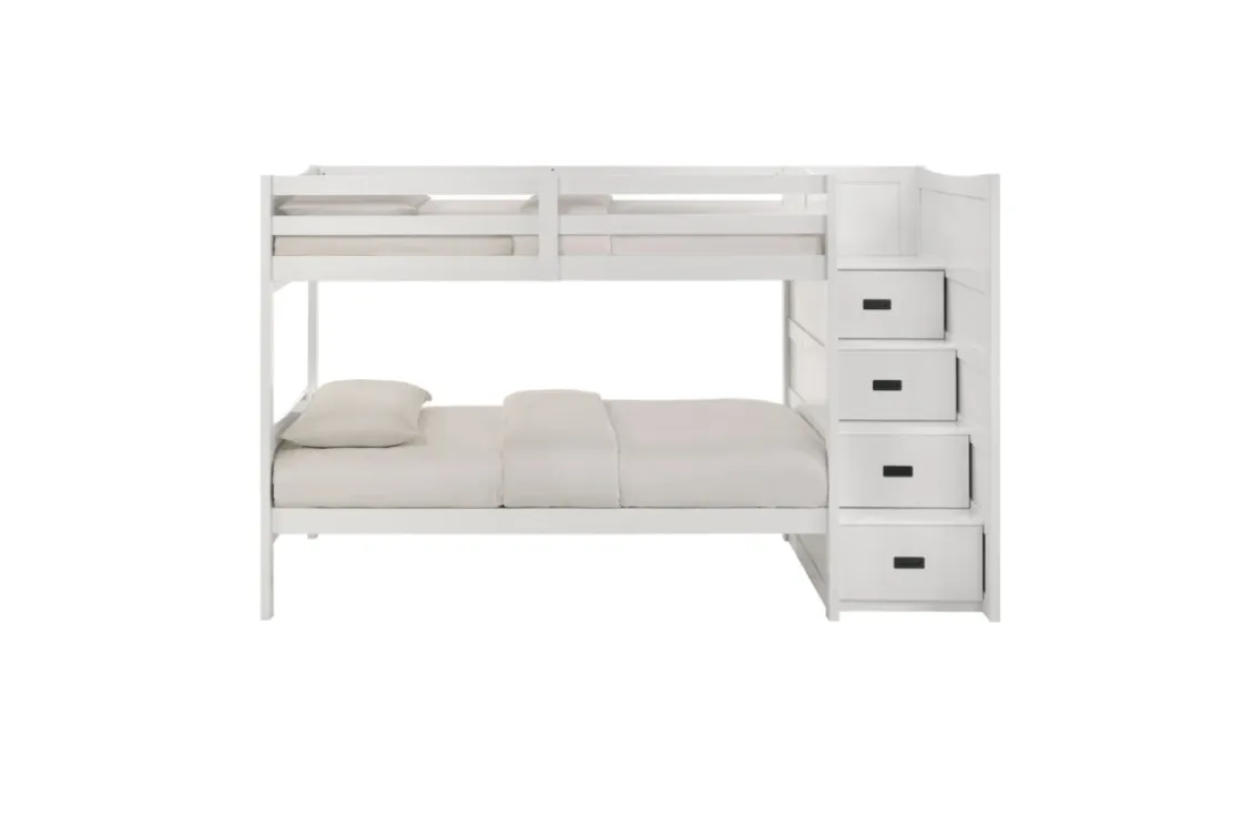 Kids Mor Furniture Sami Bunk Bed W/ Storage Steps In Espresso, Twin/Twin, Right Facing