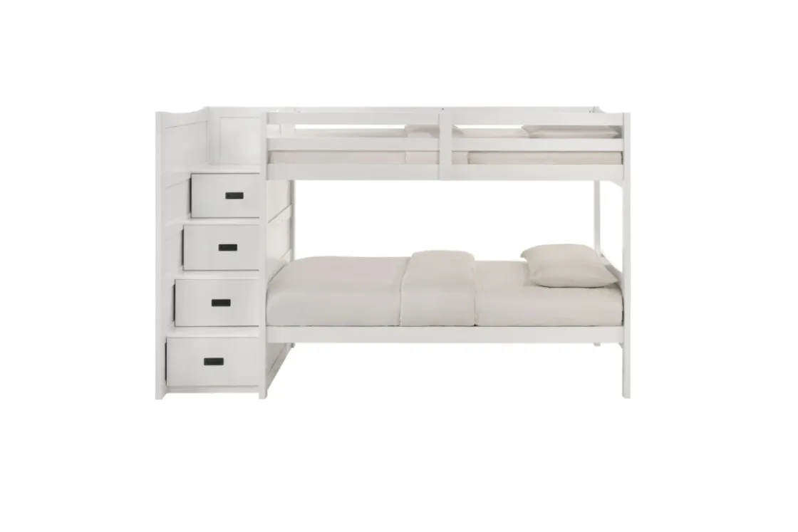 Kids Mor Furniture Sami Bunk Bed W/ Storage Steps In Espresso, Twin/Twin, Right Facing