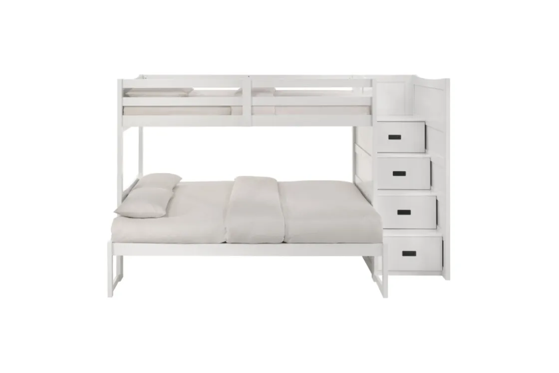 Kids Mor Furniture Sami Bunk Bed W/ Storage Steps In Espresso, Twin/Twin, Right Facing