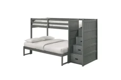 Kids Mor Furniture Sami Bunk Bed W/ Storage Steps In Espresso, Twin/Twin, Right Facing