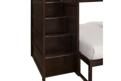 Kids Mor Furniture Sami Bunk Bed W/ Storage Steps In Espresso, Twin/Twin, Right Facing