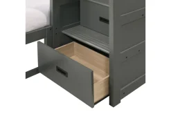 Kids Mor Furniture Sami Bunk Bed W/ Storage Steps In Espresso, Twin/Twin, Right Facing