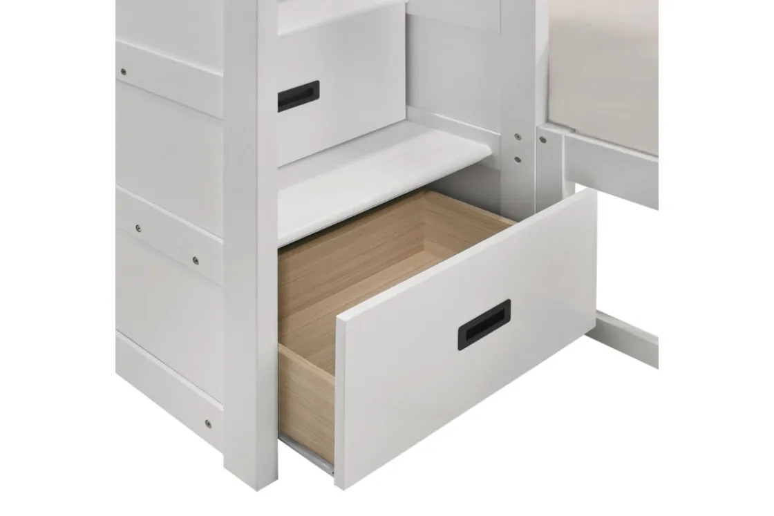 Kids Mor Furniture Sami Bunk Bed W/ Storage Steps In Espresso, Twin/Twin, Right Facing