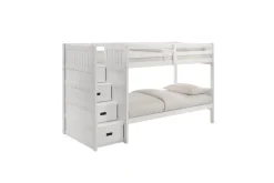 Kids Mor Furniture Sami Bunk Bed W/ Storage Steps In Espresso, Twin/Twin, Right Facing