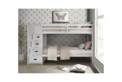 Kids Mor Furniture Sami Bunk Bed W/ Storage Steps In Espresso, Twin/Twin, Right Facing