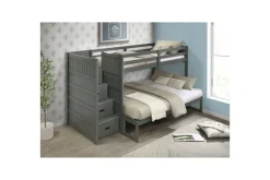 Kids Mor Furniture Sami Bunk Bed W/ Storage Steps In Espresso, Twin/Twin, Right Facing