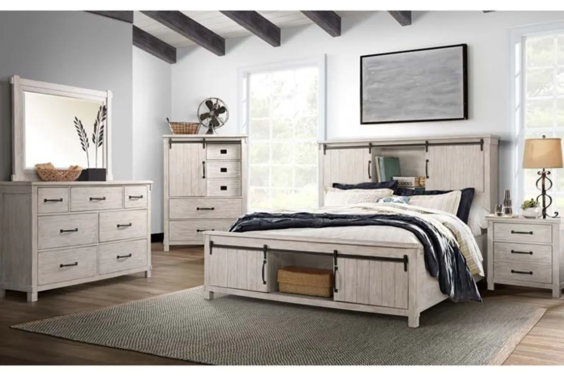 Mor Furniture Scott Storage Bed, Dresser, Mirror & Nightstand In Walnut, Queen